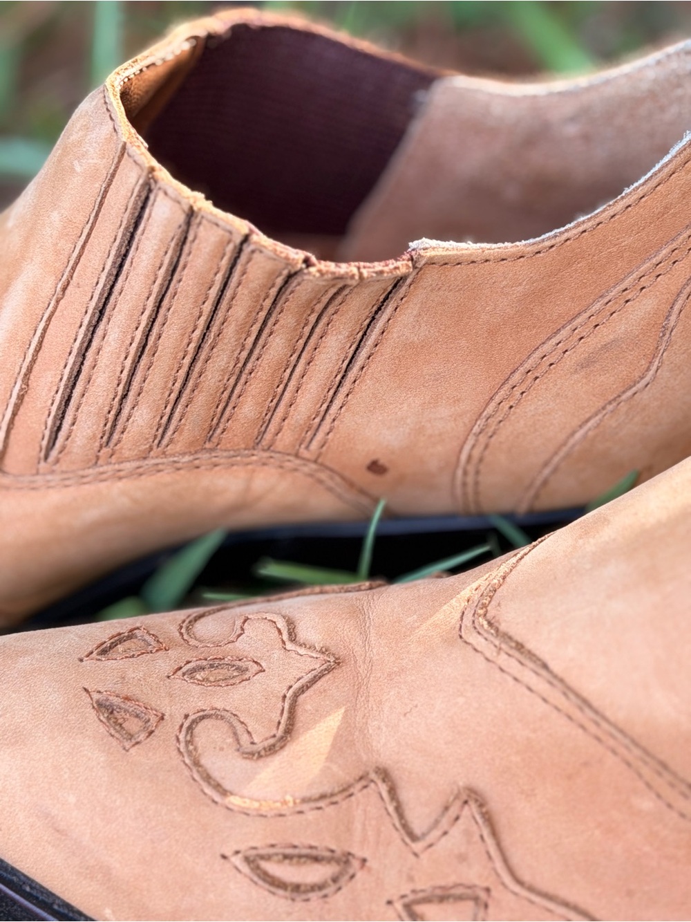 Circle S ‘Corral 2’ Tan Leather Western Ankle Boots Embroidered Size 8M - Picture 4 of 8